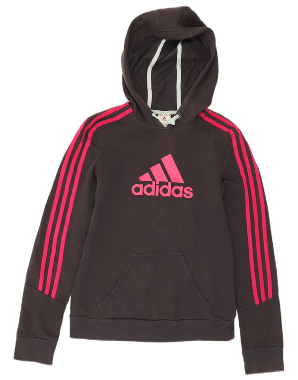 Adidas grafisk hættetrøje til kvinder UK 4/6 XS grå bomuld