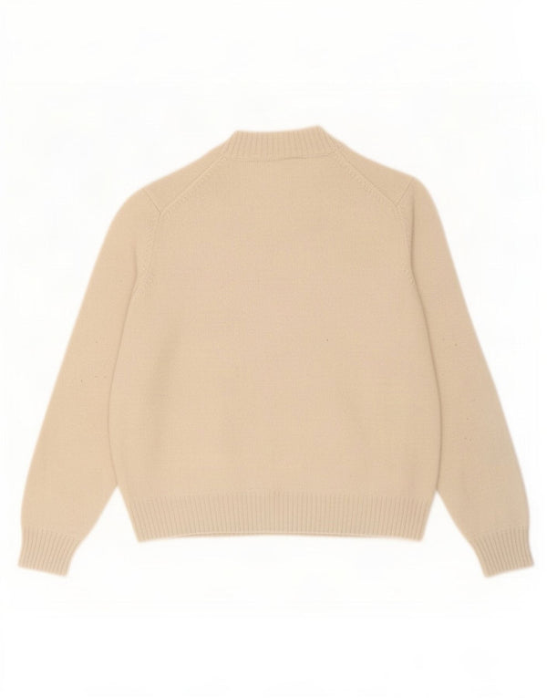 Barbour Dame Turtle Neck Jumper Sweater UK 14 Large Beige Merino Wool