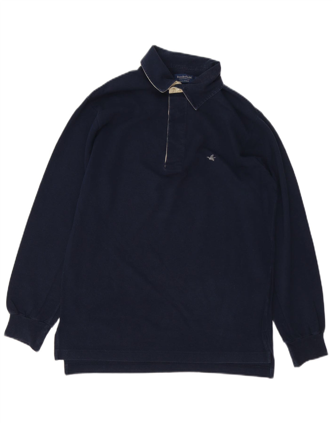 Brooksfield Langærmet Polo Shirt til mænd IT 48 Mellem marineblå bomuld