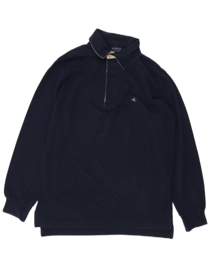 Brooksfield Langærmet Polo Shirt til mænd IT 48 Mellem marineblå bomuld