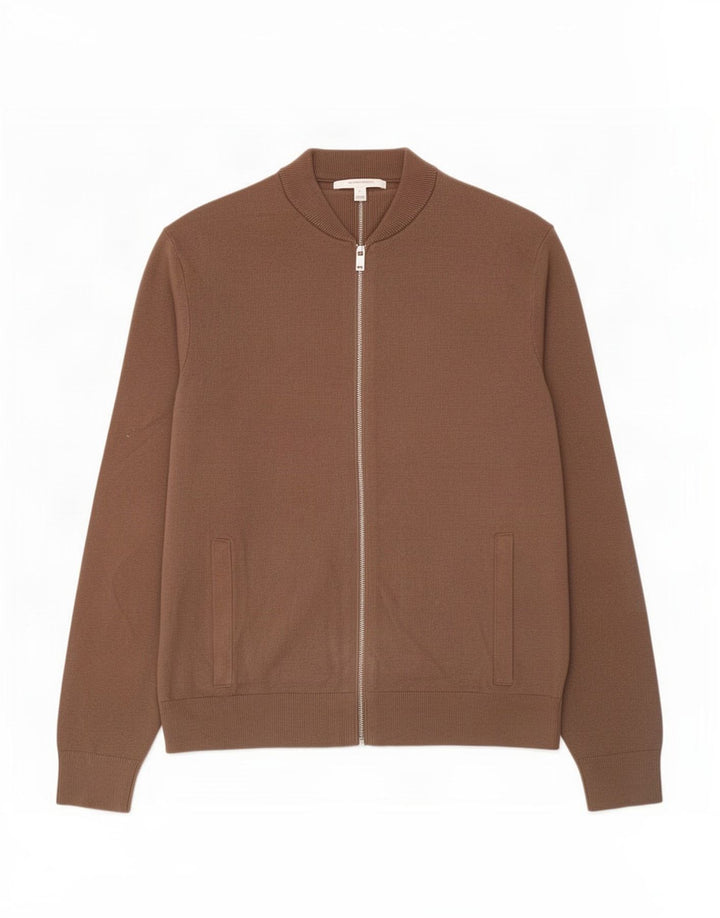 Marks & Spencer Herre Cardigan Sweater Stor Brun Bomuld