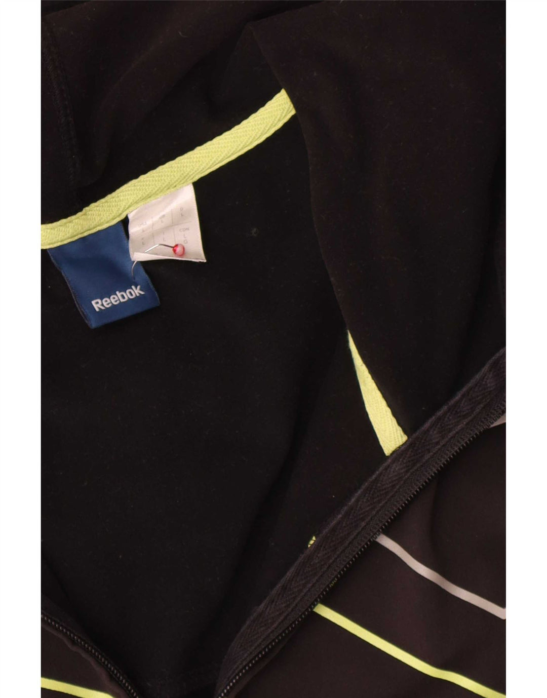 Reebok Herre grafisk hættetrøje med lynlås, stor sort nålestribet polyester