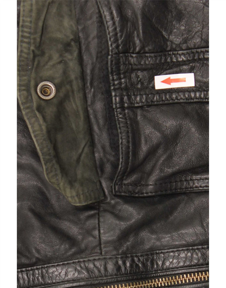 Massimo Dutti Herre Læderjakke UK 42 XL Sort fåreskind