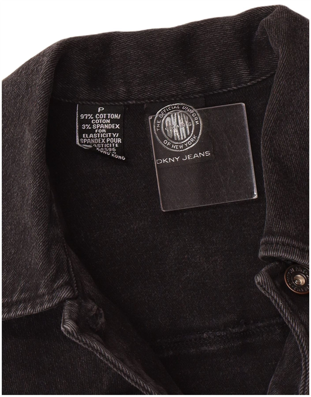 Dkny Dame Petite Denim Denim Jacket UK 6 XS Sort Bomuld Classic