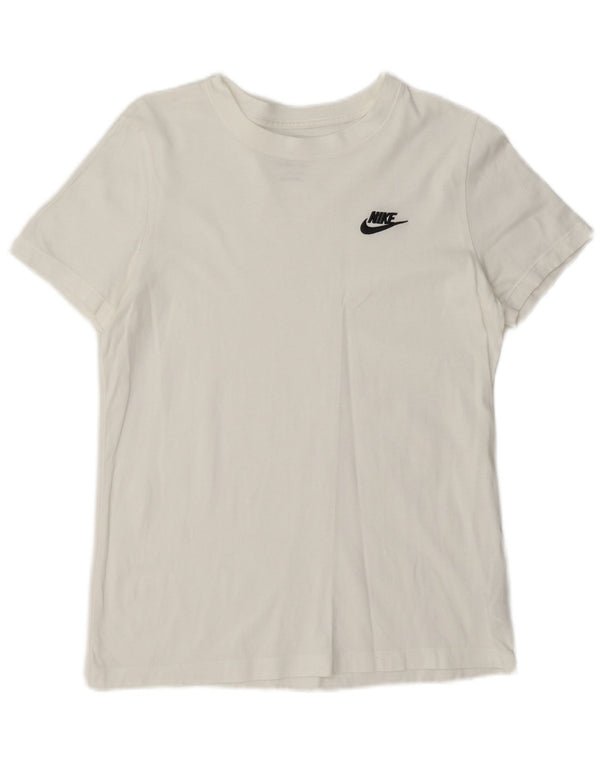 Nike Dame T-Shirt Top UK 10 Lille Hvid Bomuld
