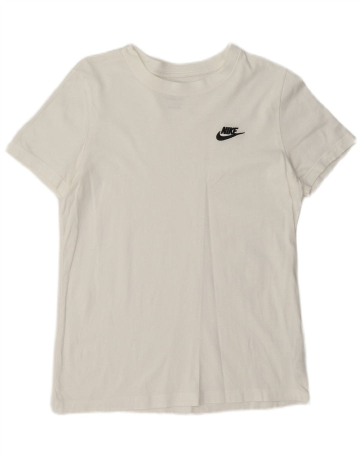 Nike Dame T-Shirt Top UK 10 Lille Hvid Bomuld