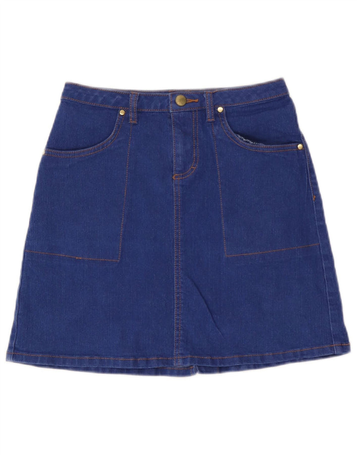 Topshop Dame Mini Denim Nederdel UK 8 Small W26 Blue Polyester