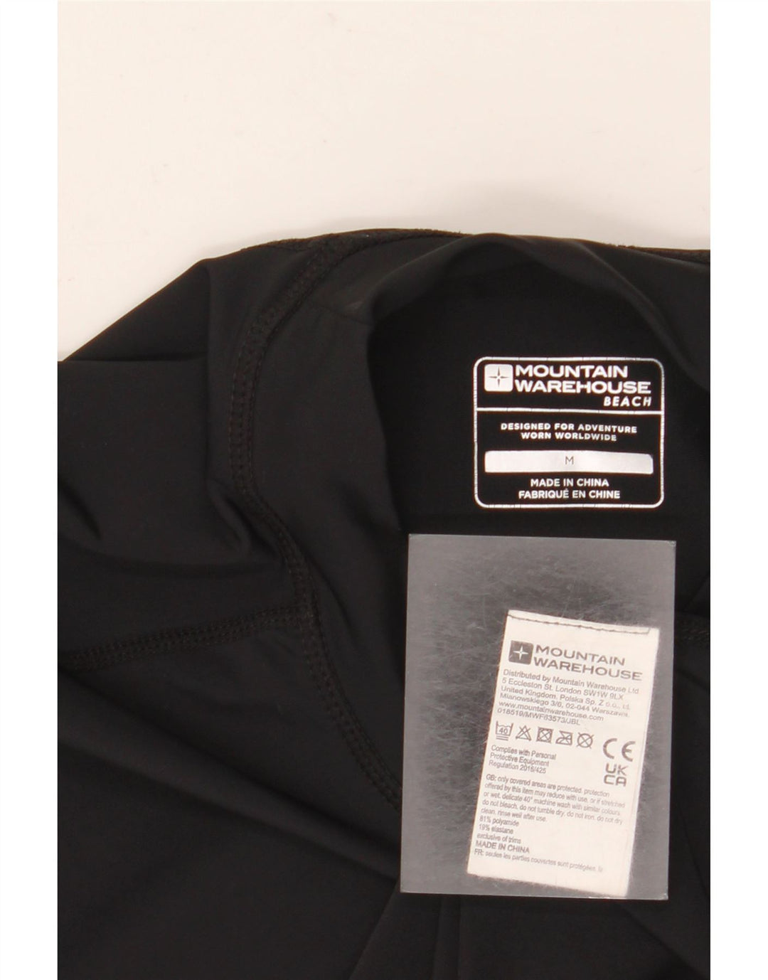 MOUNTAIN WAREHOUSE Herre T-Shirt Top Medium Sort Polyamid
