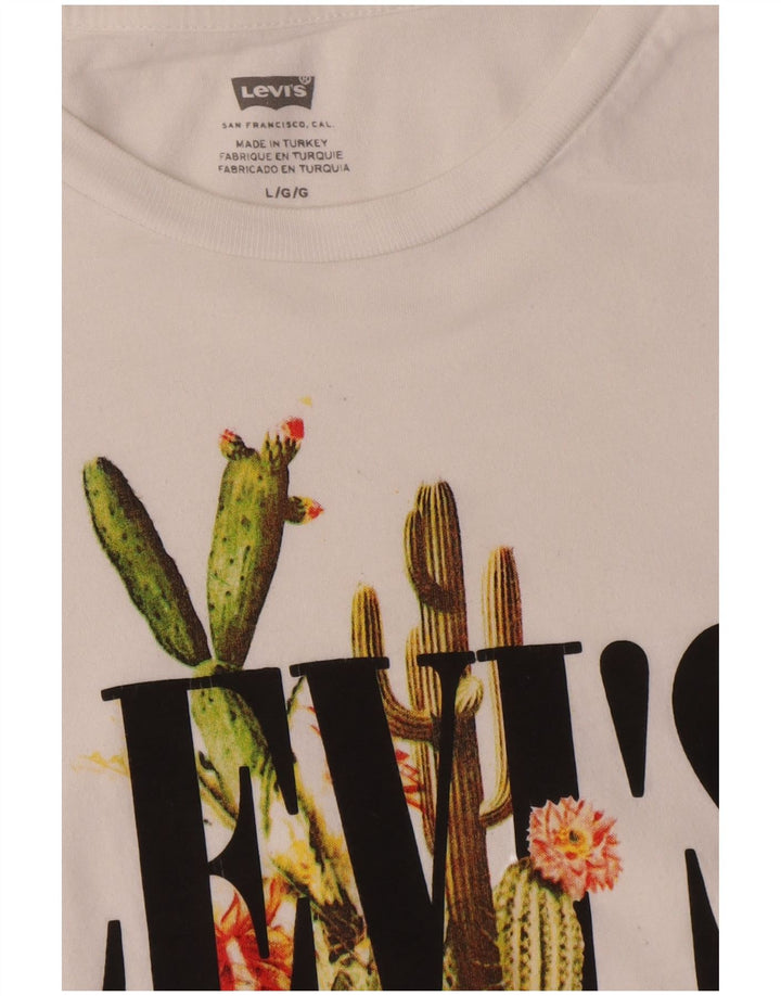 Levi's Herre grafisk T-shirt Top Stor hvid bomuld