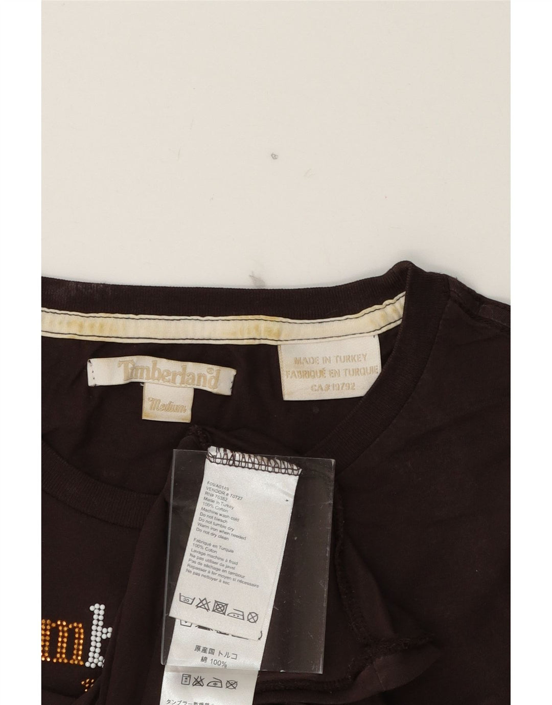 TIMBERLAND Womens Graphic Top Long Sleeve UK 12 Medium Brown Cotton Vintage Timberland and Second-Hand Timberland from Messina Hembry 
