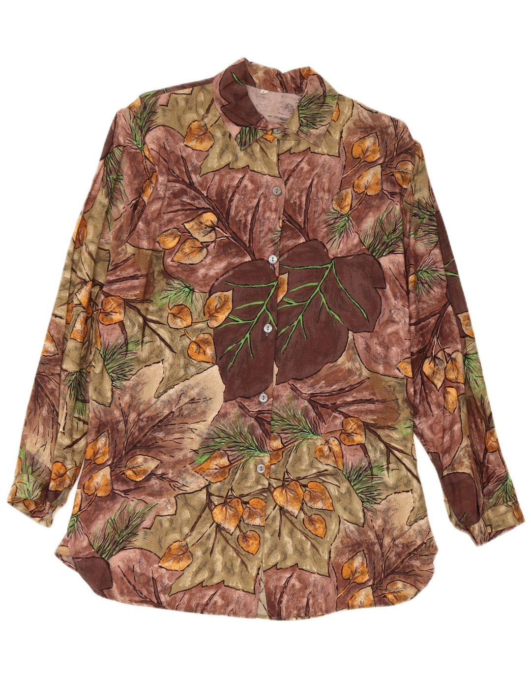 Vintage dameskjorte UK 14 Medium Multicolored Floral Viscose