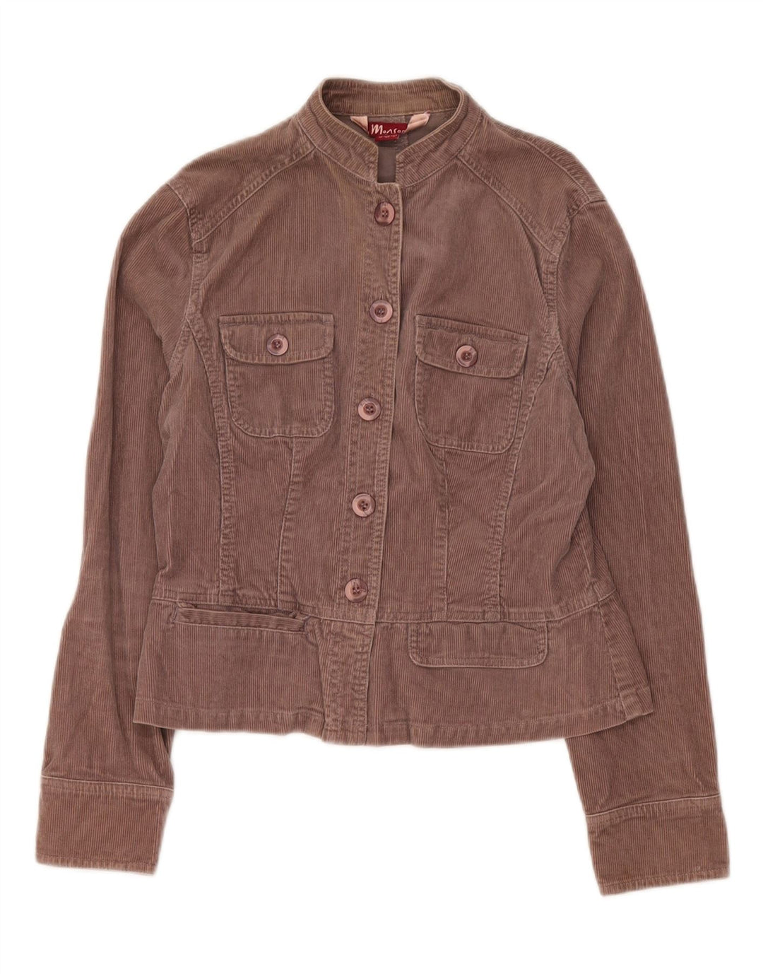 Monsoon Womens Crop Corduroy Jacket UK 12 Medium Brown Bomuld