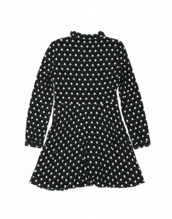 Zara Womens Shirt Dress UK 14 Large Navy Blue Geometric