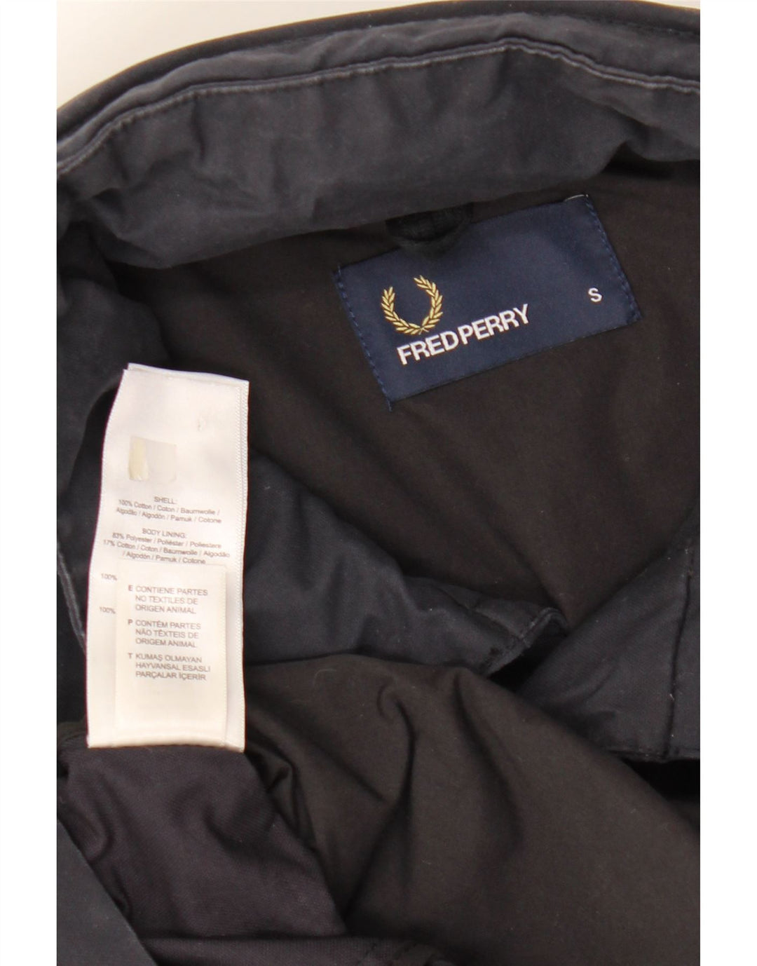 FRED PERRY Vindjakke med hætte til mænd UK 36 Lille marineblå bomuld