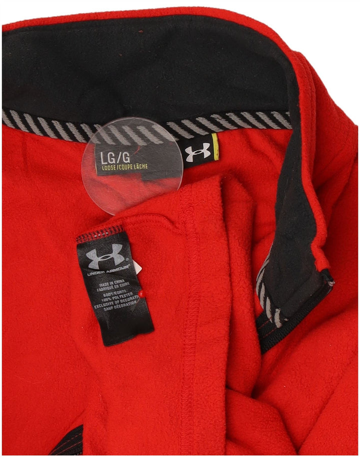 Under Armour Herre grafisk lynlås hals fleece jumper stor rød polyester