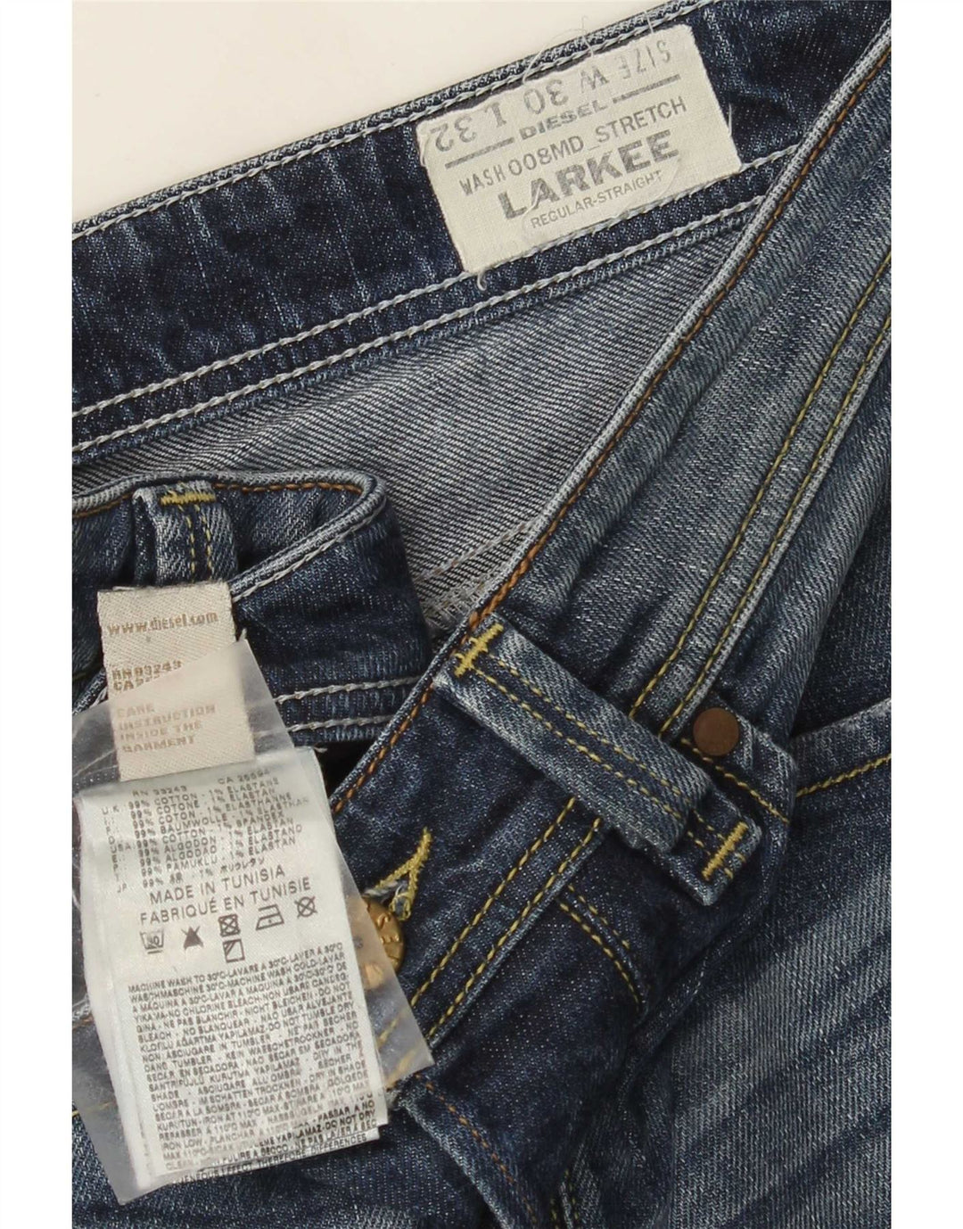 Diesel Herre Larkee Regular Straight Jeans W30 L32 Blå Bomuld