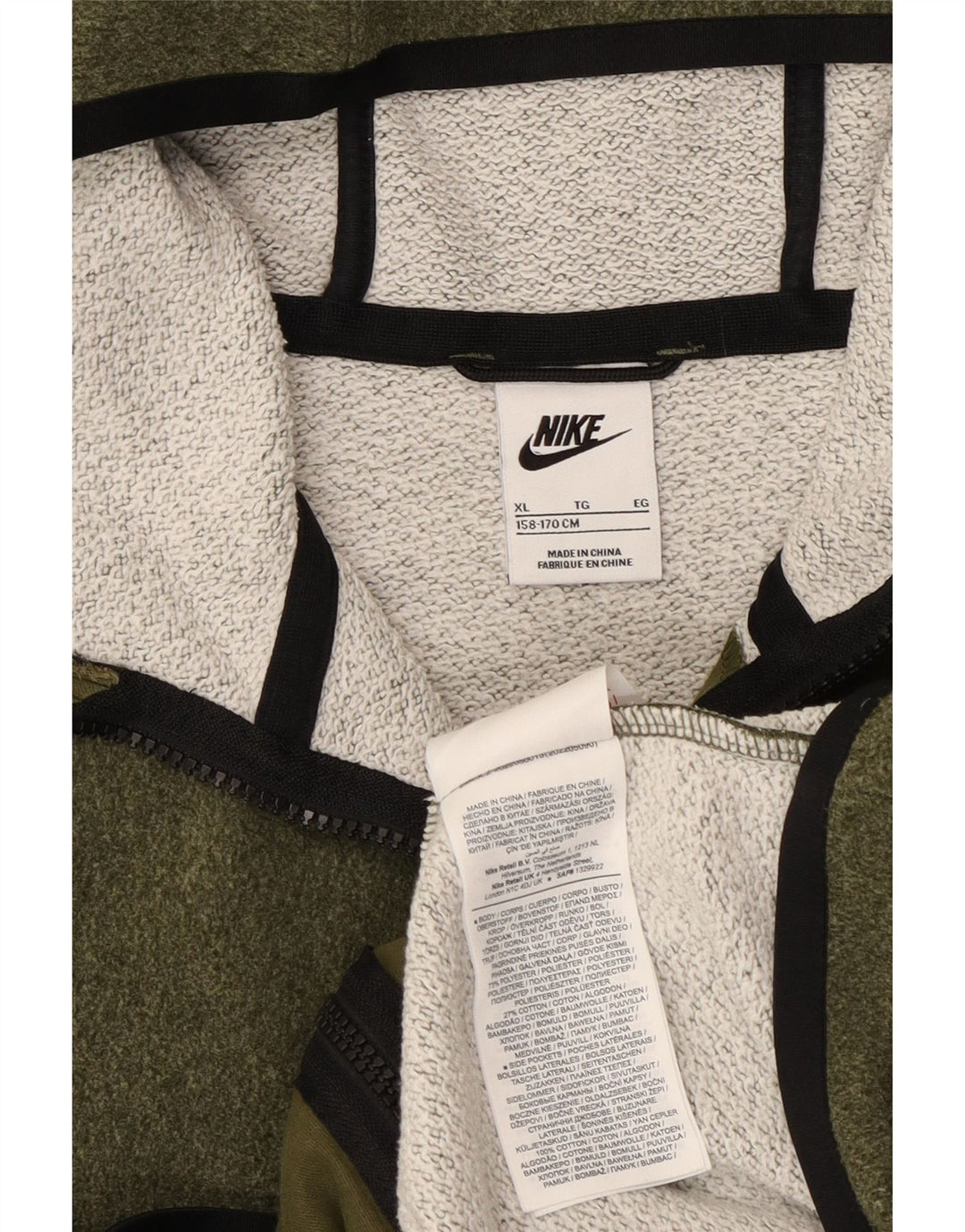 Nike hættetrøje med lynlås til drenge 13-14 år XL Khaki Polyester