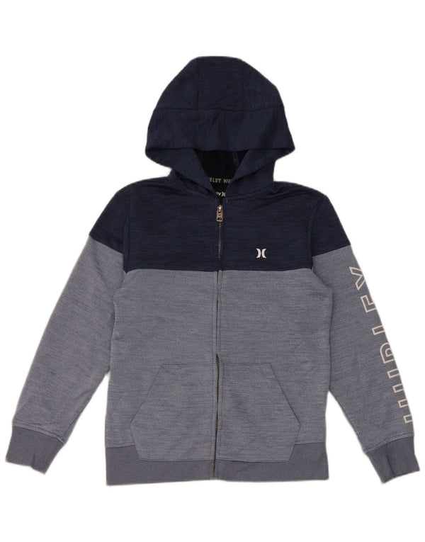 Hurley Boys Zip Hoodie Sweater 10-11 Years Medium Navy Blue Colourblock