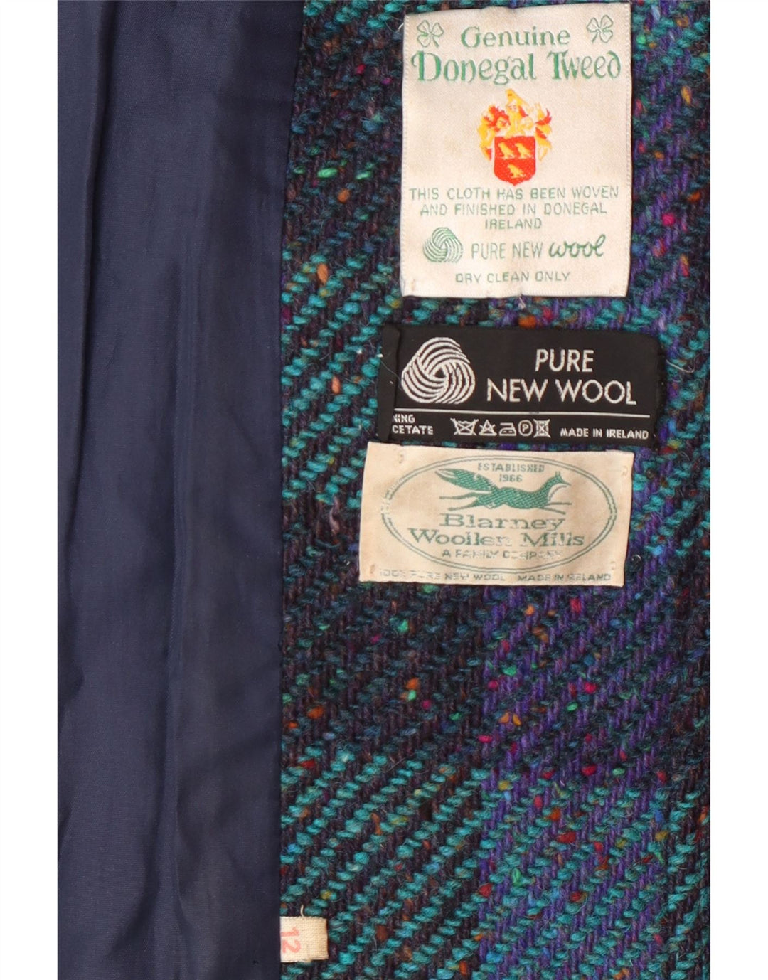 BLARNEY WOOLEN MILLS Dobbeltradet frakke til kvinder UK 12 Medium Blue Classic