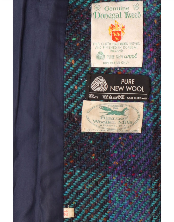 BLARNEY WOOLEN MILLS Dobbeltradet frakke til kvinder UK 12 Medium Blue Classic