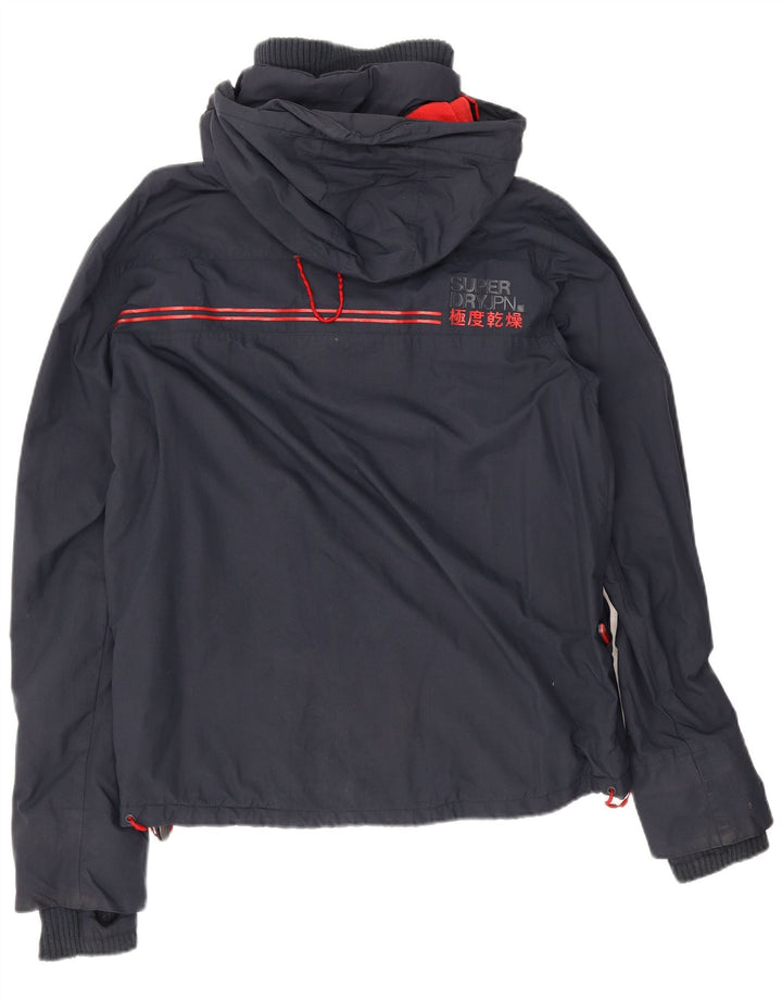 Superdry Windbreaker-jakke med hætte til mænd UK 40 Stor marineblå polyester