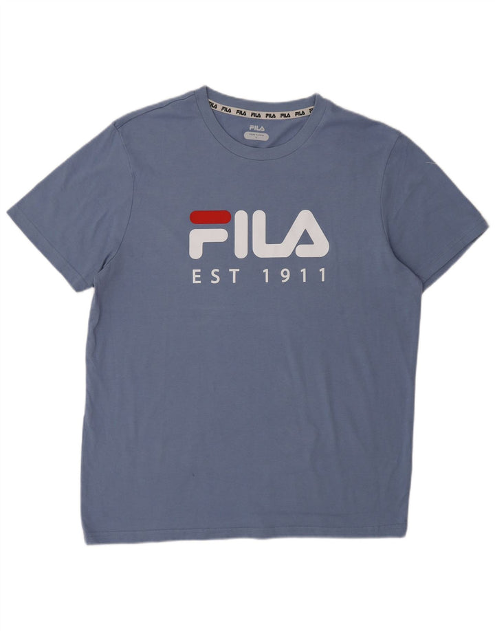 Fila Herre Grafisk T-Shirt Top Stor Blå Bomuld
