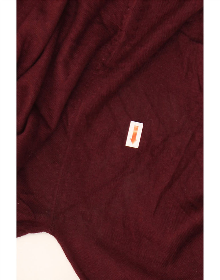 ZARA Womens Crop Boat Neck Jumper Sweater UK 16 Large Burgundy Viscose