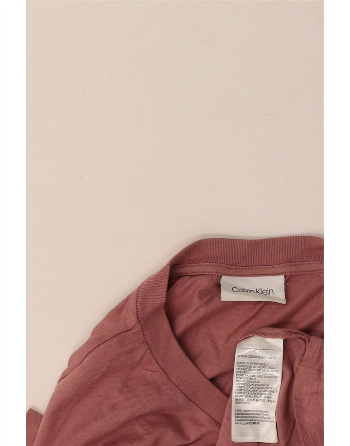 CALVIN KLEIN Dame grafisk T-shirt Top UK 18 XL Pink Bomuld