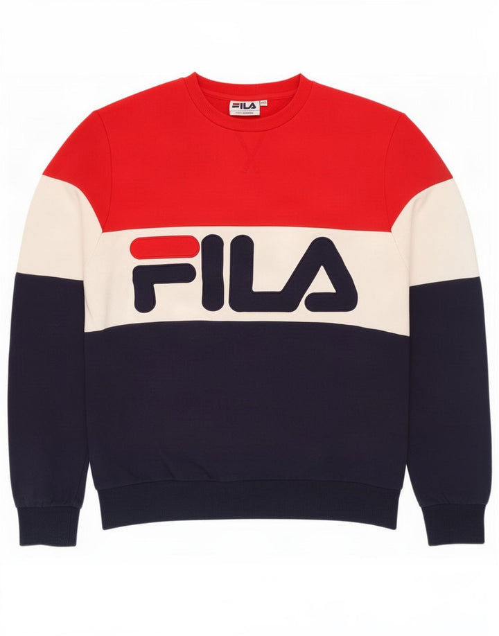 Fila Dame Sweatshirt Jumper UK 12 Medium Flerfarvet Colourblock