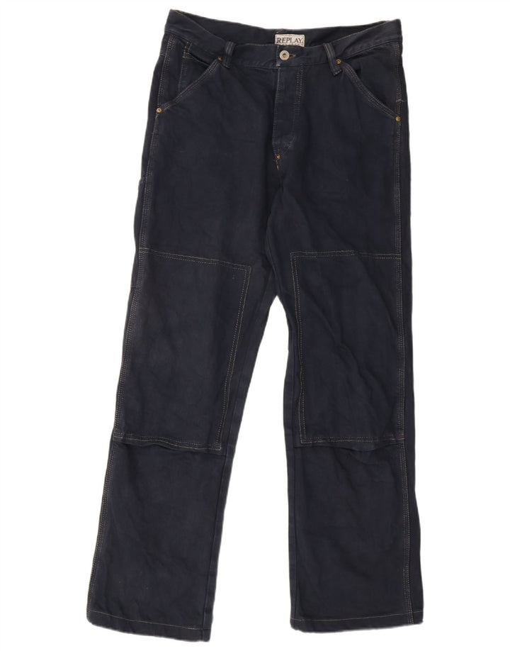 Replay Herre Cargo Straight Jeans W34 L34 Marineblå Bomuld