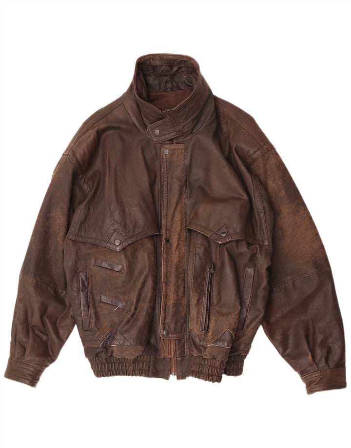 Vintage herre læderjakke UK 42 XL Brun