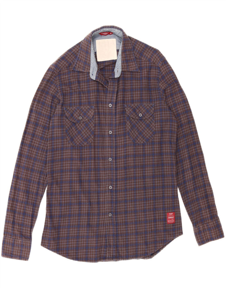 CARRERA Mens Flannel Shirt Medium Navy Blue Check Vintage Carrera and Second-Hand Carrera from Messina Hembry 
