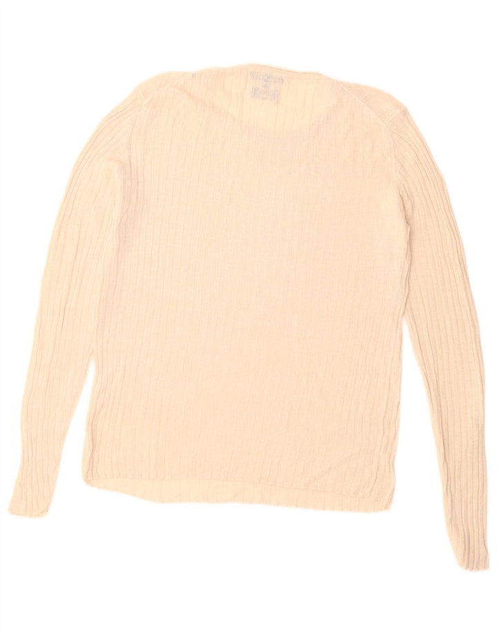 MASSIMO DUTTI Dame Boat Neck Jumper Sweater UK 12 Medium Beige Linen