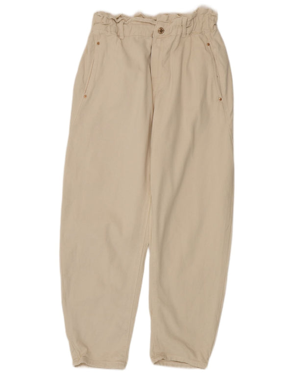 Zara Womens High Waist Tapered Jeans EU 40 Medium W30 L25 Beige Cotton