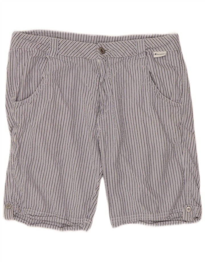 CHAMPION Chino Shorts til kvinder Small W27 Lilla nålestribe