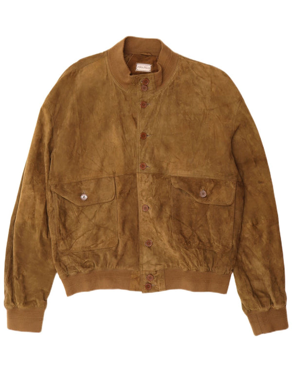 Vintage herre ruskindsjakke UK 42 XL Khaki Læder