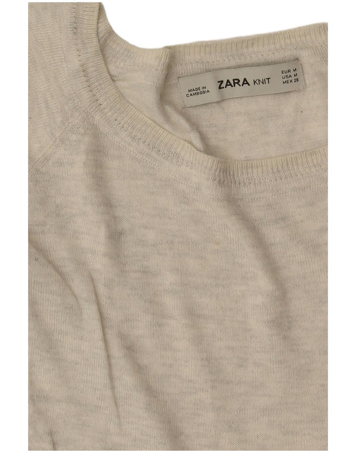 Zara Dame Boat Neck Jumper Sweater UK 14 Medium Grey