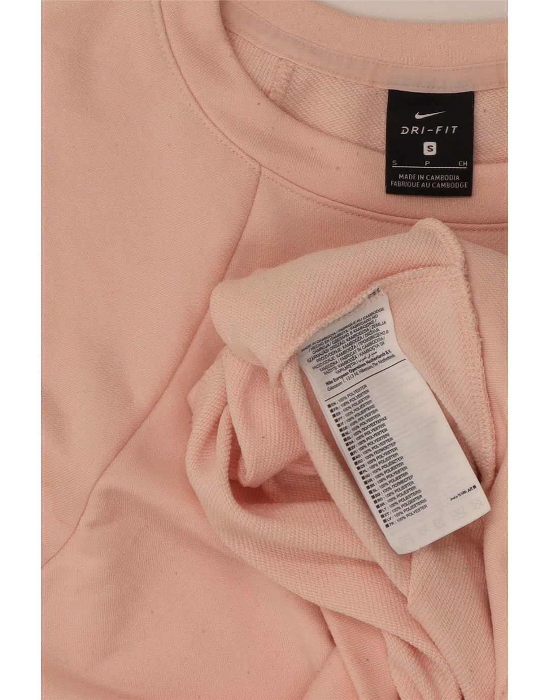 Nike Dame Oversized Graphic Crop Sweatshirt Jumper UK 10 Small Pink