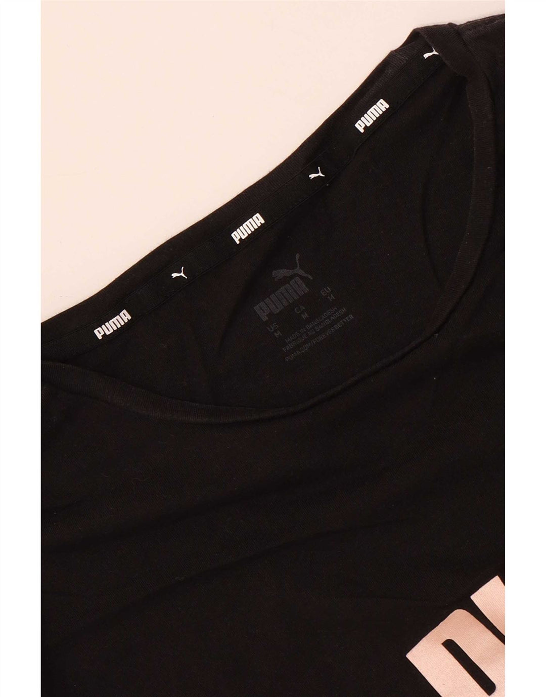 Puma Dame Crop Grafisk T-Shirt Top UK 14 Medium Sort