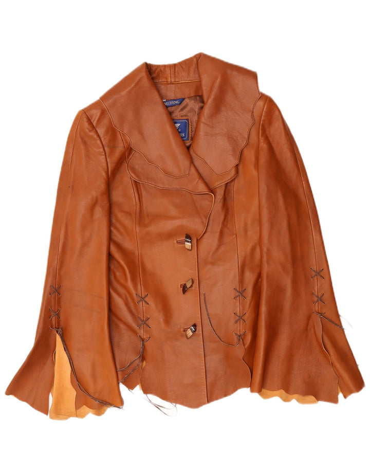 Vintage dame læderjakke UK 14 Large Brown Retro