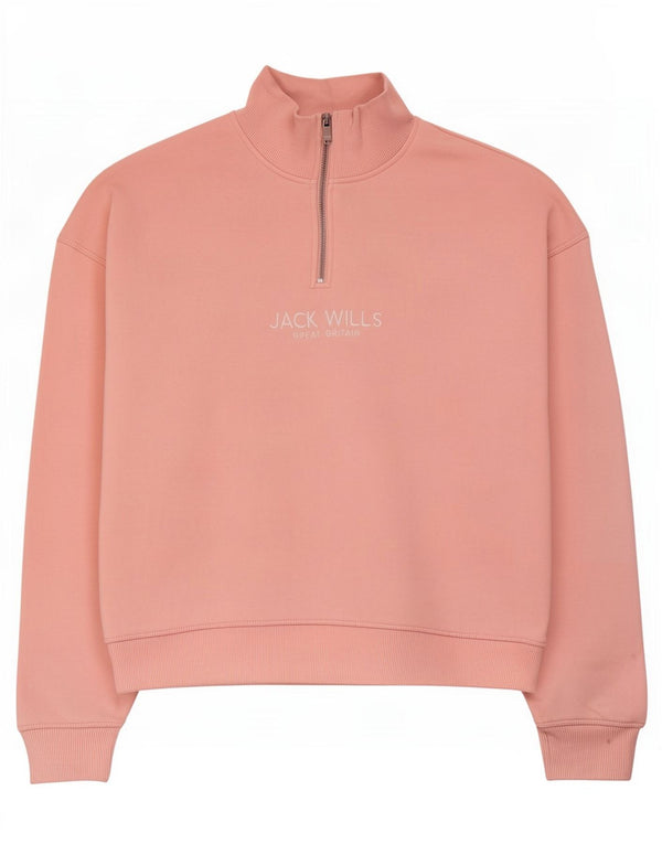 Jack Wills Dame Oversized Grafisk Sweatshirt Jumper UK 12 Medium Pink