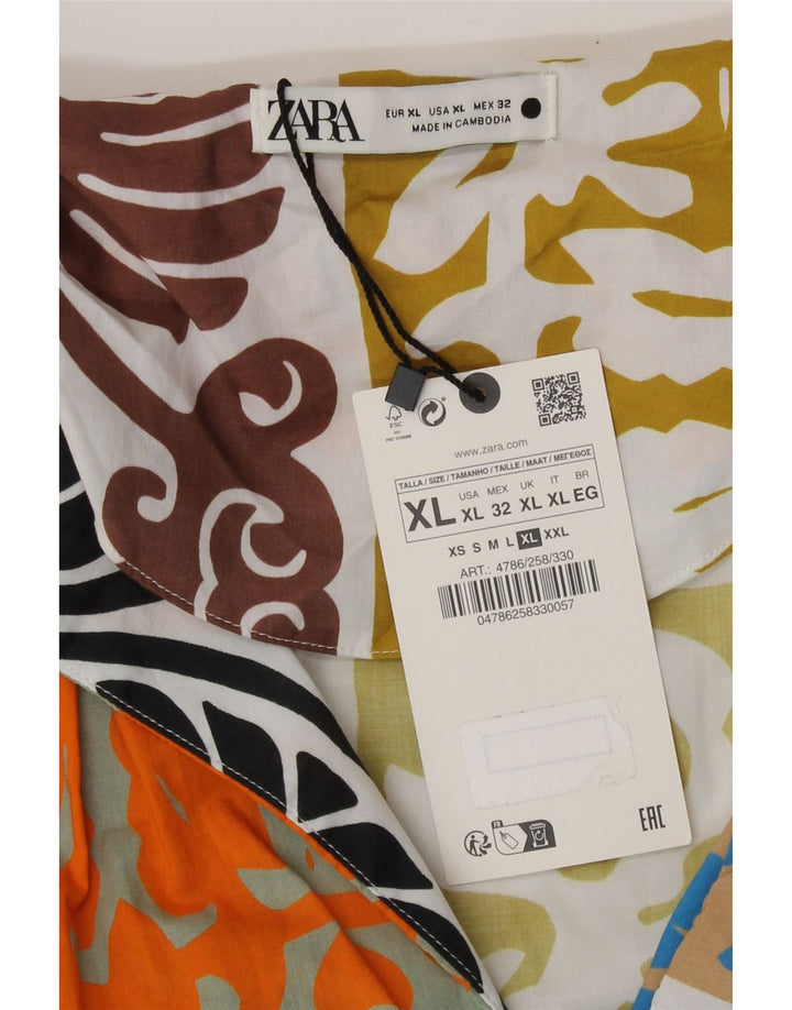Zara Dame Maxi Dress UK 18 XL Flerfarvet Patchwork Bomuld