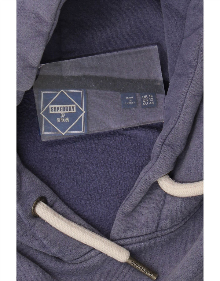 SUPERDRY Grafisk hættetrøje til kvinder UK 16 Large Navy Blue Colourblock