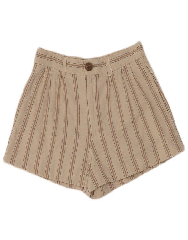 Zara kvinders højtaljede afslappede shorts XS W24 Beige stribet