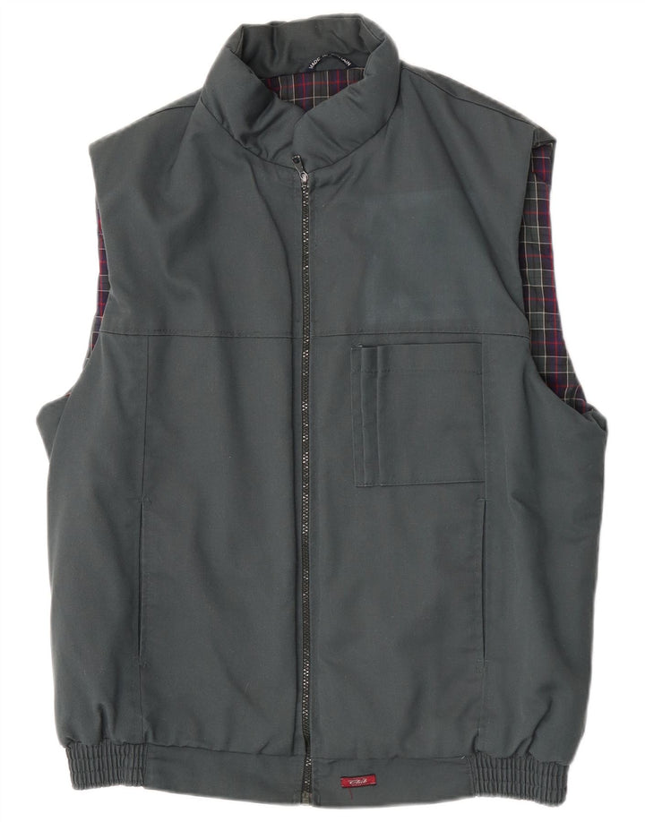 Vintage Herre Gilet UK 38 Medium Grey Polyester