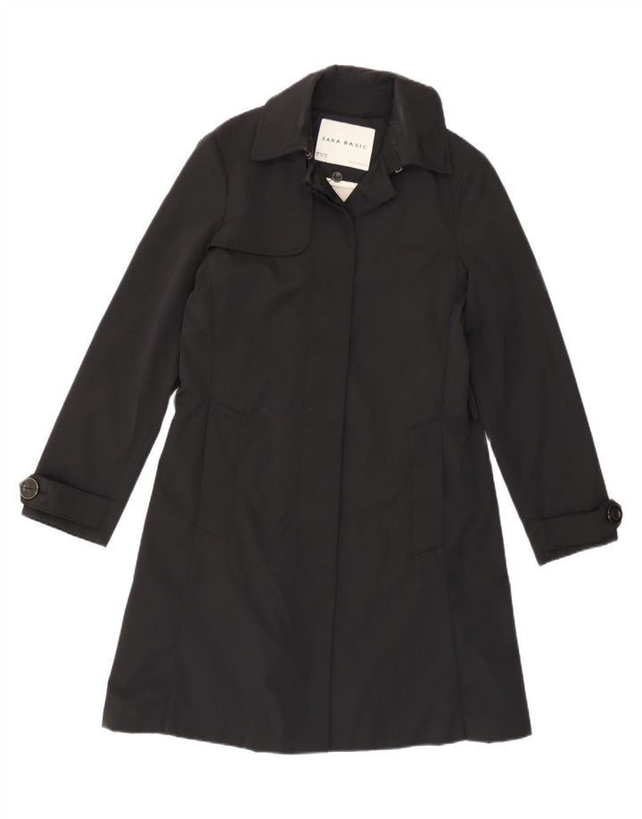 Zara Trench Coat til kvinder UK 6 XS sort nylon