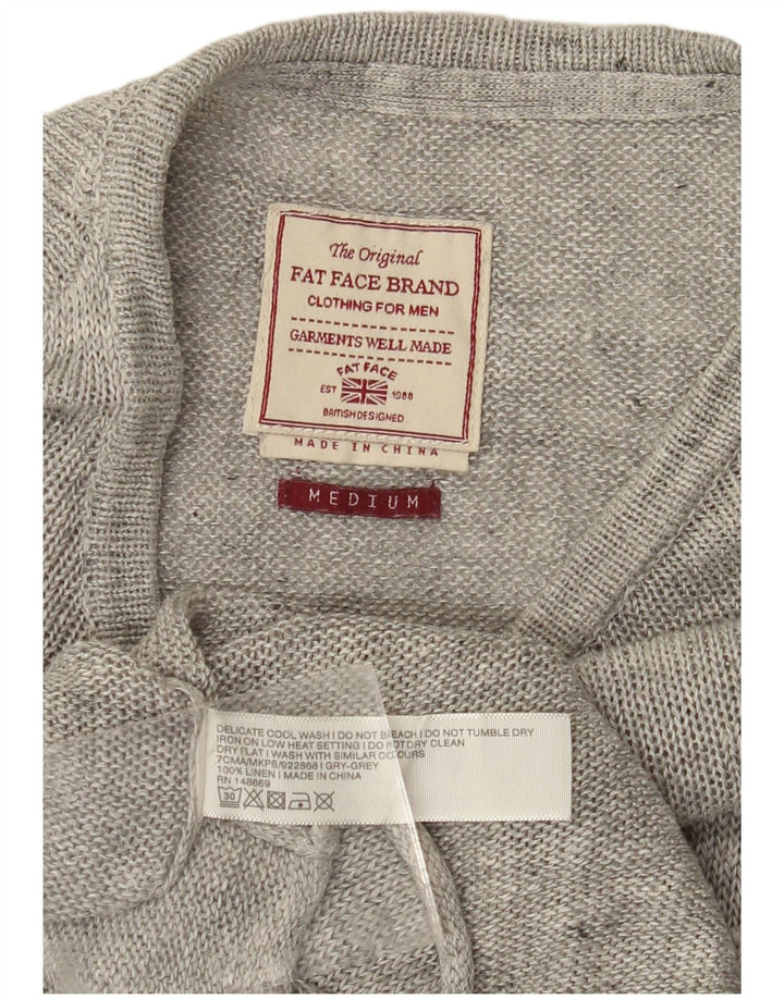FAT FACE Mens Boat Neck Jumper Sweater Medium Grey Linen