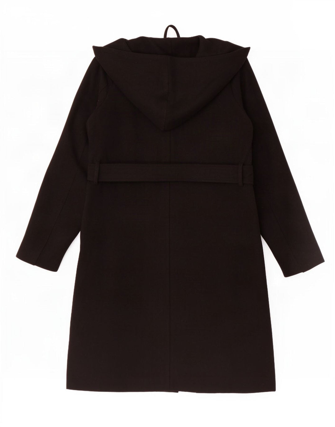 Zara Dame Hætte Overfrakke UK 14 Medium Sort Polyester