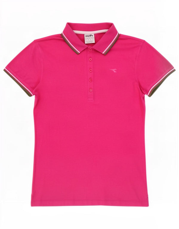 Diadora Dame Polo Shirt UK 14 Large Pink Bomuld