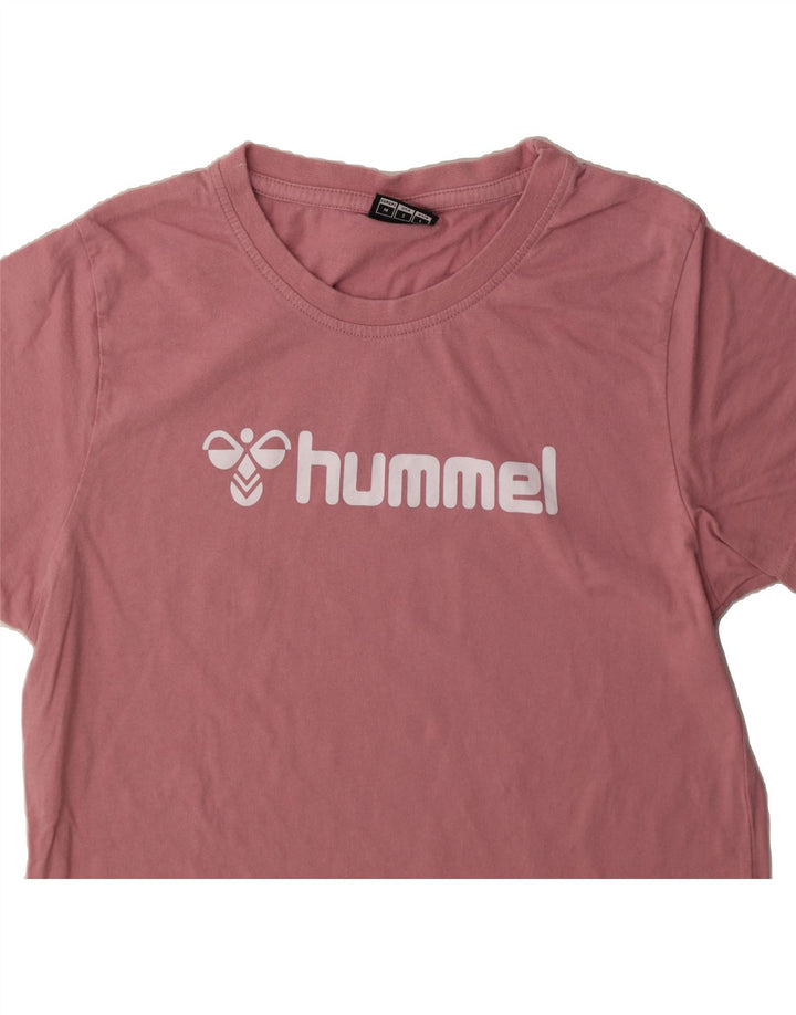 HUMMEL Womens Graphic T-Shirt Top UK 14 Medium Pink Cotton Vintage Hummel and Second-Hand Hummel from Messina Hembry 